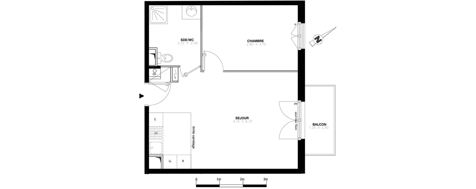Appartement T2 de 43,26 m2 &agrave; Domont Centre
