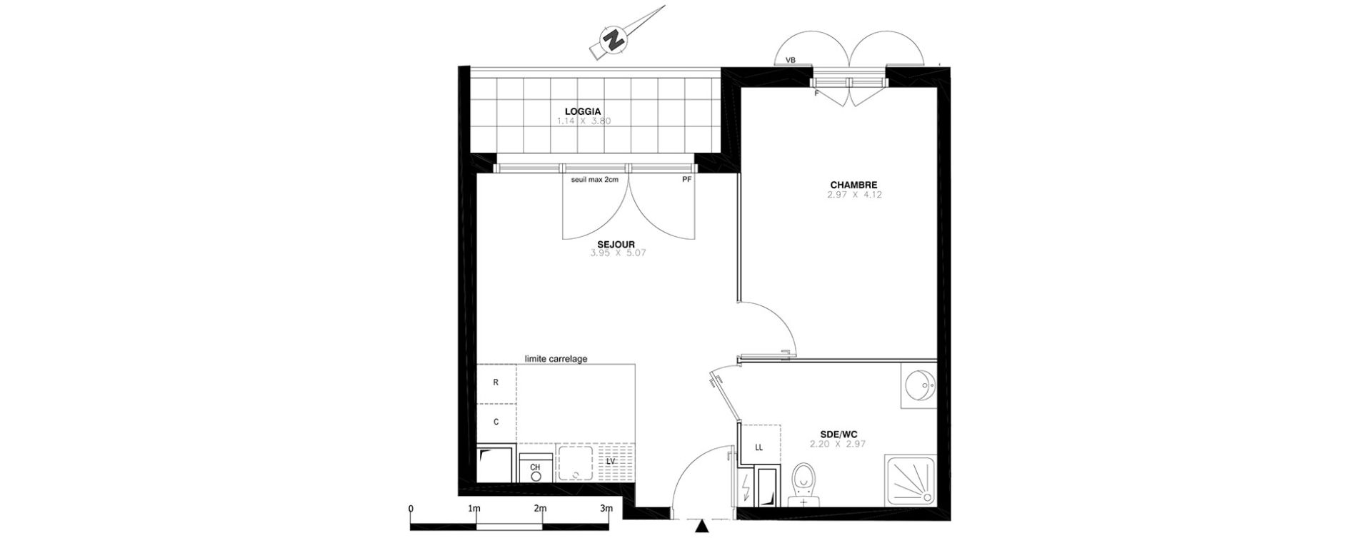 Appartement T2 de 37,18 m2 &agrave; Domont Centre