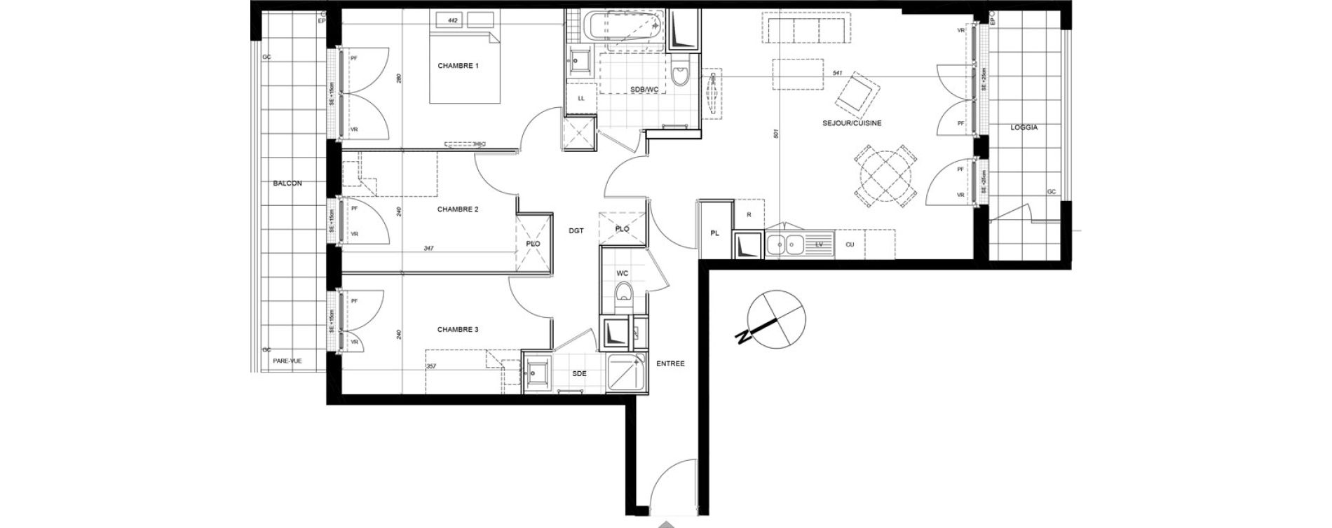 Appartement T4 de 81,10 m2 &agrave; Eaubonne La grille dor&eacute;e