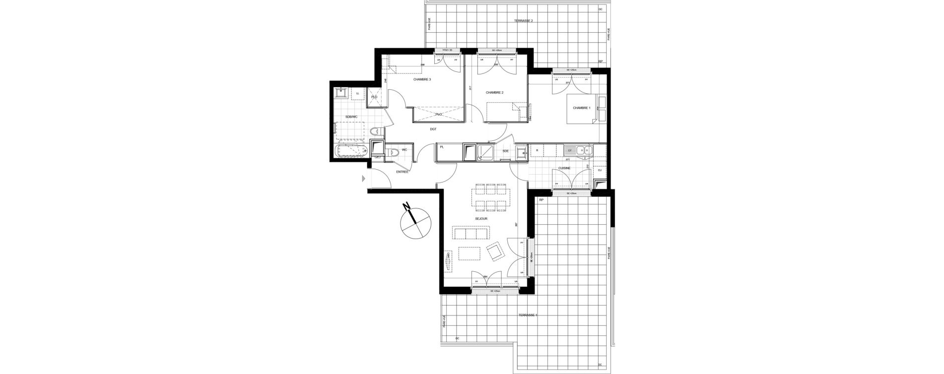 Appartement T4 de 86,86 m2 &agrave; Eaubonne La grille dor&eacute;e