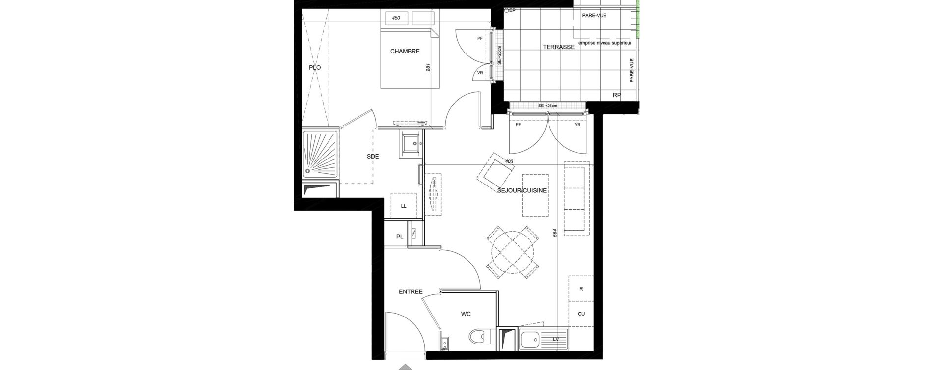 Appartement T2 de 41,70 m2 &agrave; Eaubonne La grille dor&eacute;e
