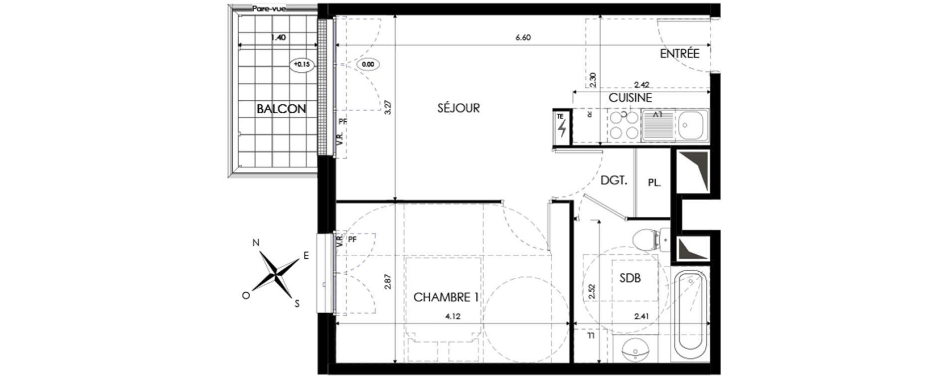 Appartement T2 de 38,17 m2 &agrave; Eaubonne Centre