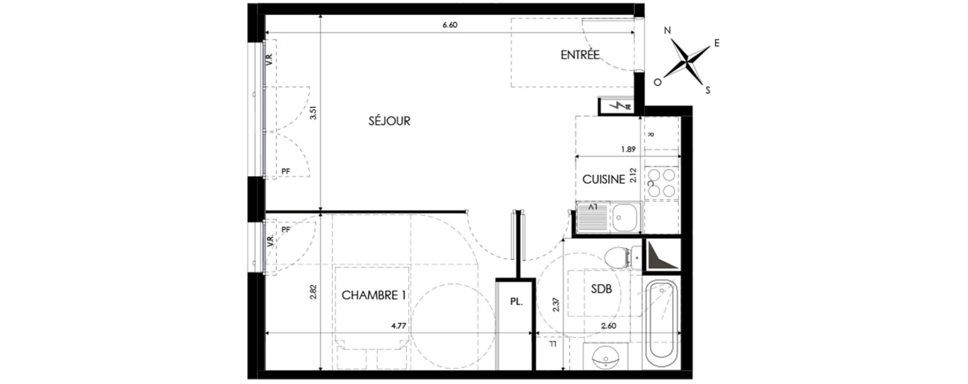 Appartement T2 de 44,54 m2 &agrave; Eaubonne Centre