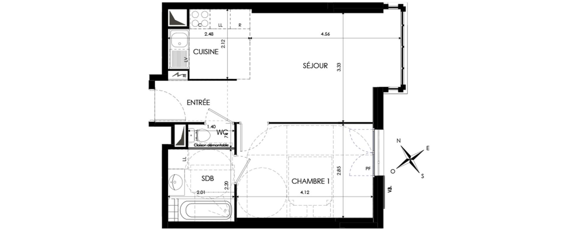 Appartement T2 de 39,76 m2 &agrave; Eaubonne Centre
