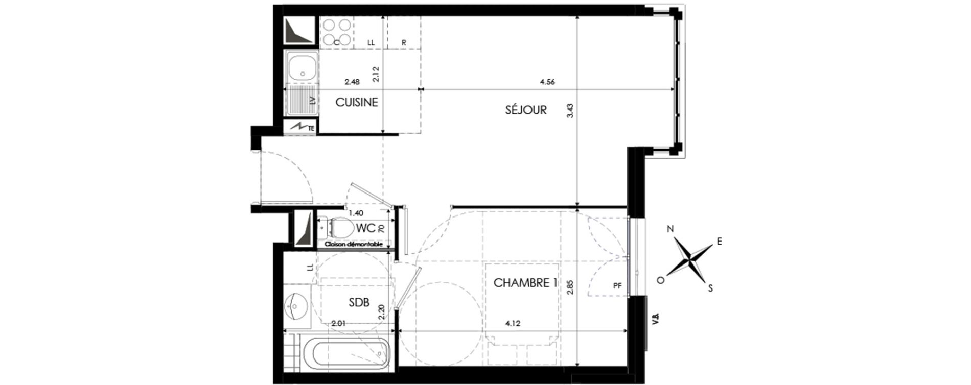Appartement T2 de 40,27 m2 &agrave; Eaubonne Centre