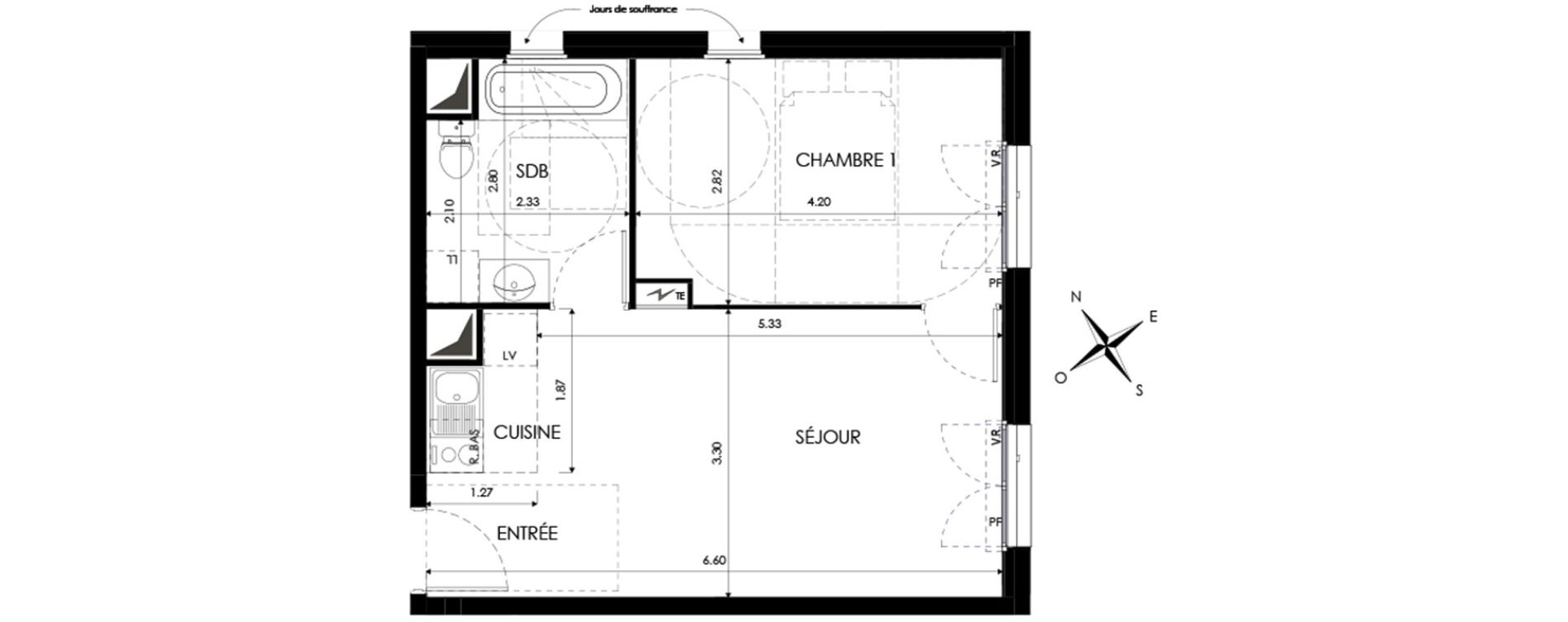 Appartement T2 de 39,15 m2 &agrave; Eaubonne Centre
