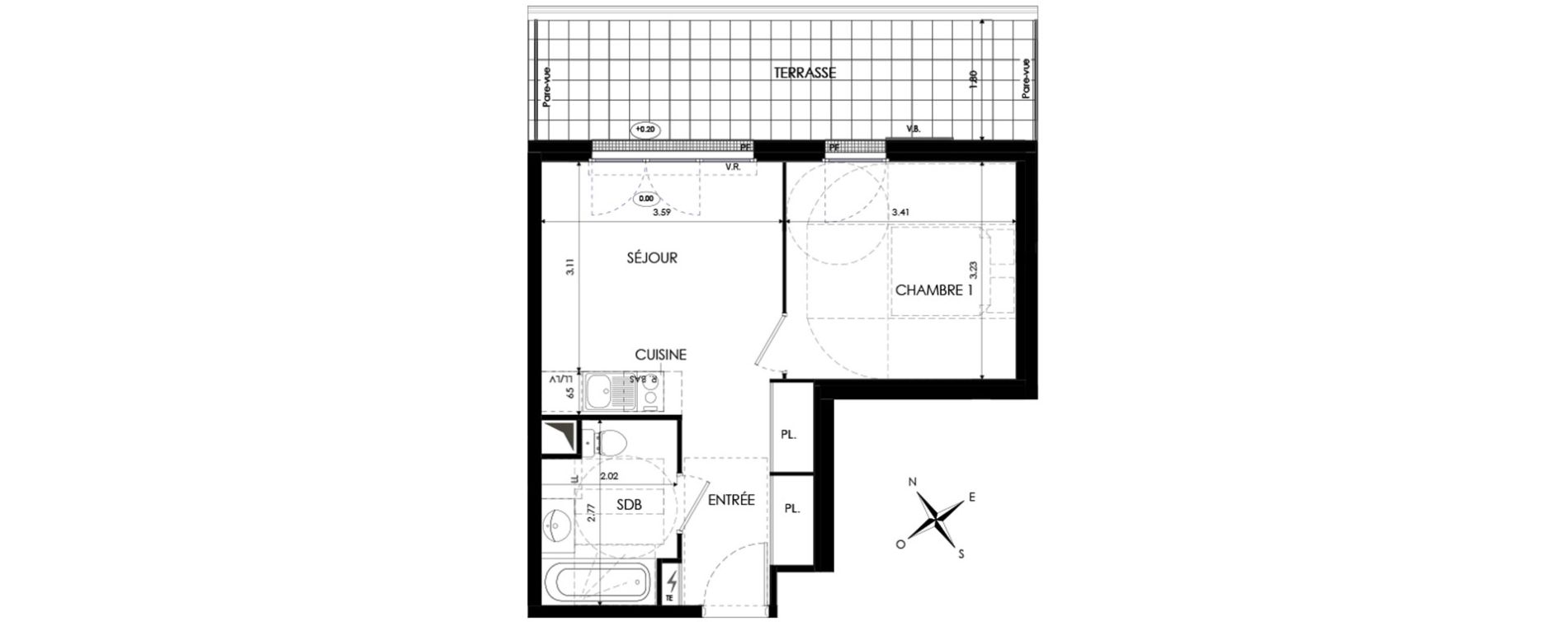 Appartement T2 de 34,91 m2 &agrave; Eaubonne Centre