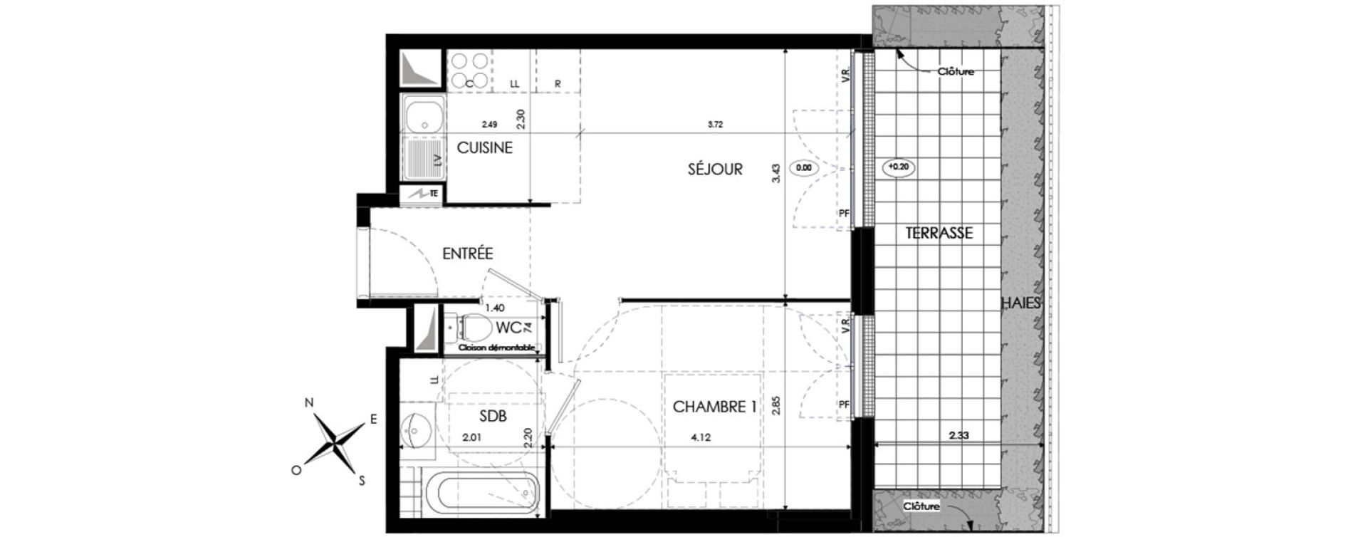 Appartement T2 de 38,21 m2 &agrave; Eaubonne Centre