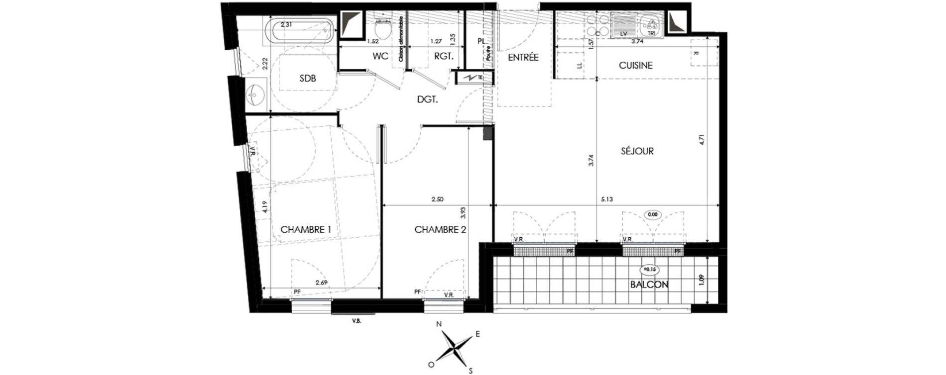Appartement T3 de 60,75 m2 &agrave; Eaubonne Centre