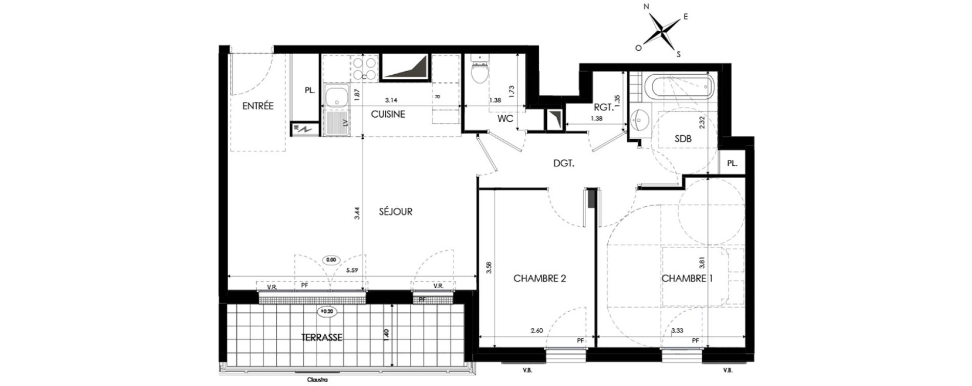 Appartement T3 de 62,51 m2 &agrave; Eaubonne Centre