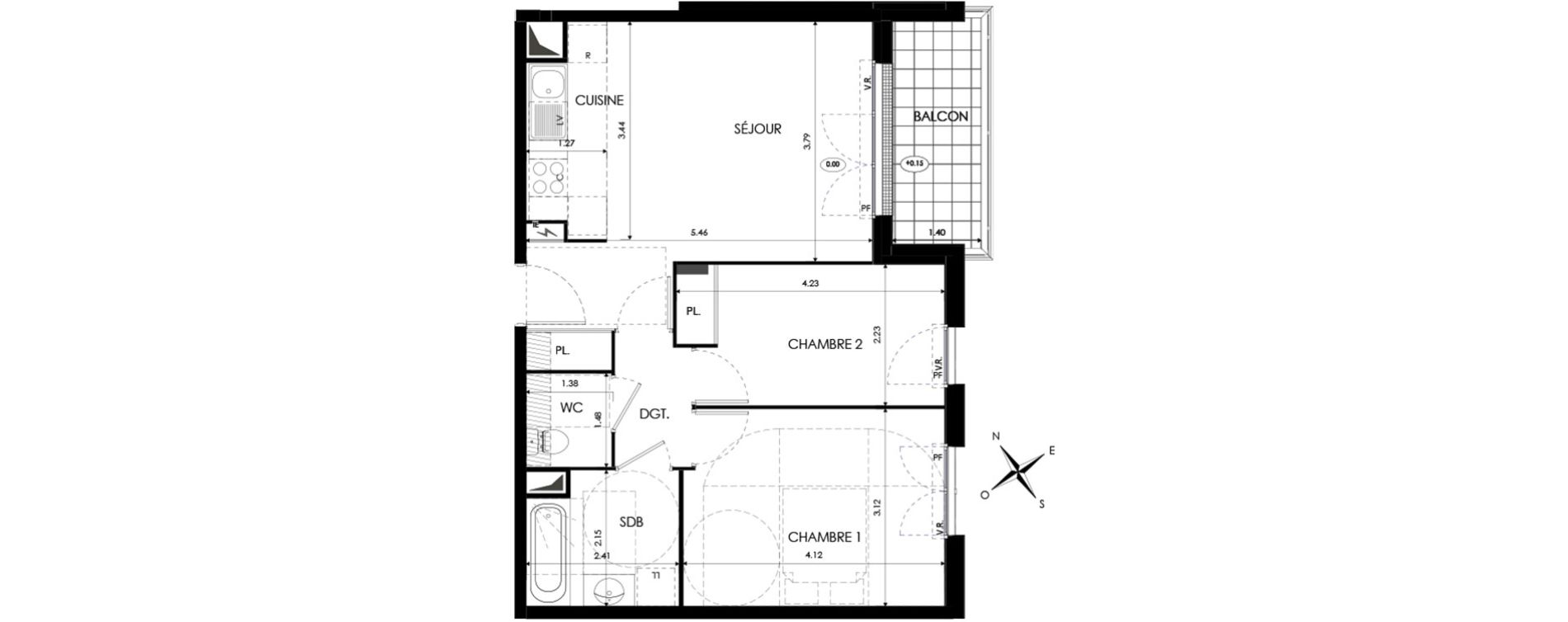 Appartement T3 de 54,49 m2 &agrave; Eaubonne Centre
