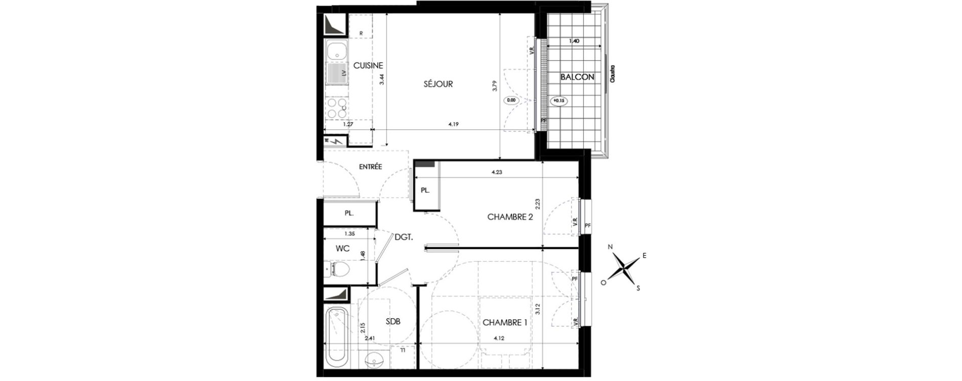 Appartement T3 de 54,49 m2 &agrave; Eaubonne Centre