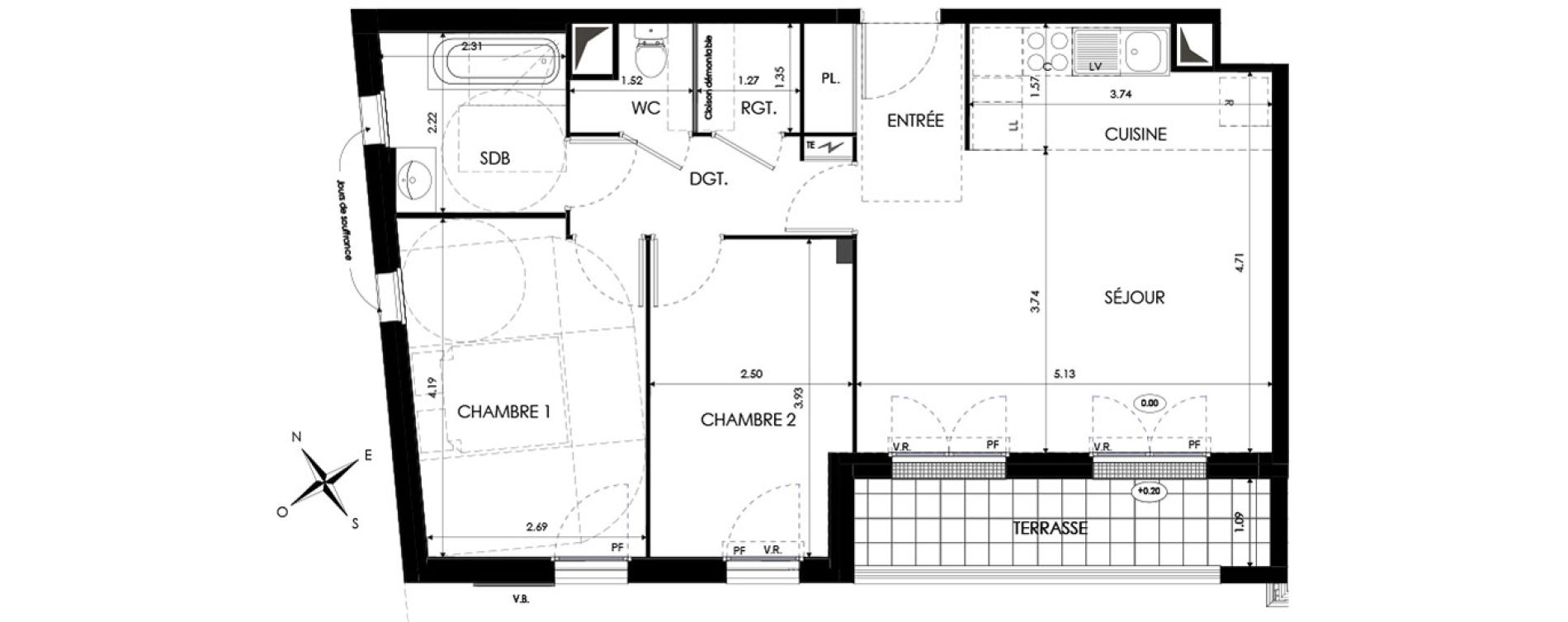 Appartement T3 de 60,81 m2 &agrave; Eaubonne Centre