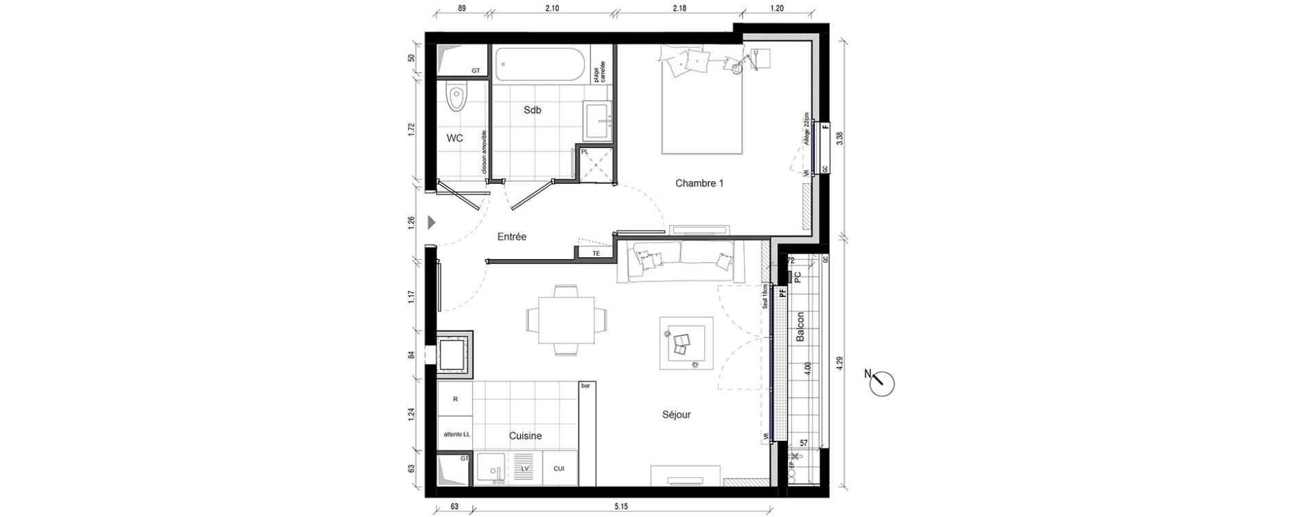 Appartement T2 de 44,26 m2 &agrave; Enghien-Les-Bains Centre