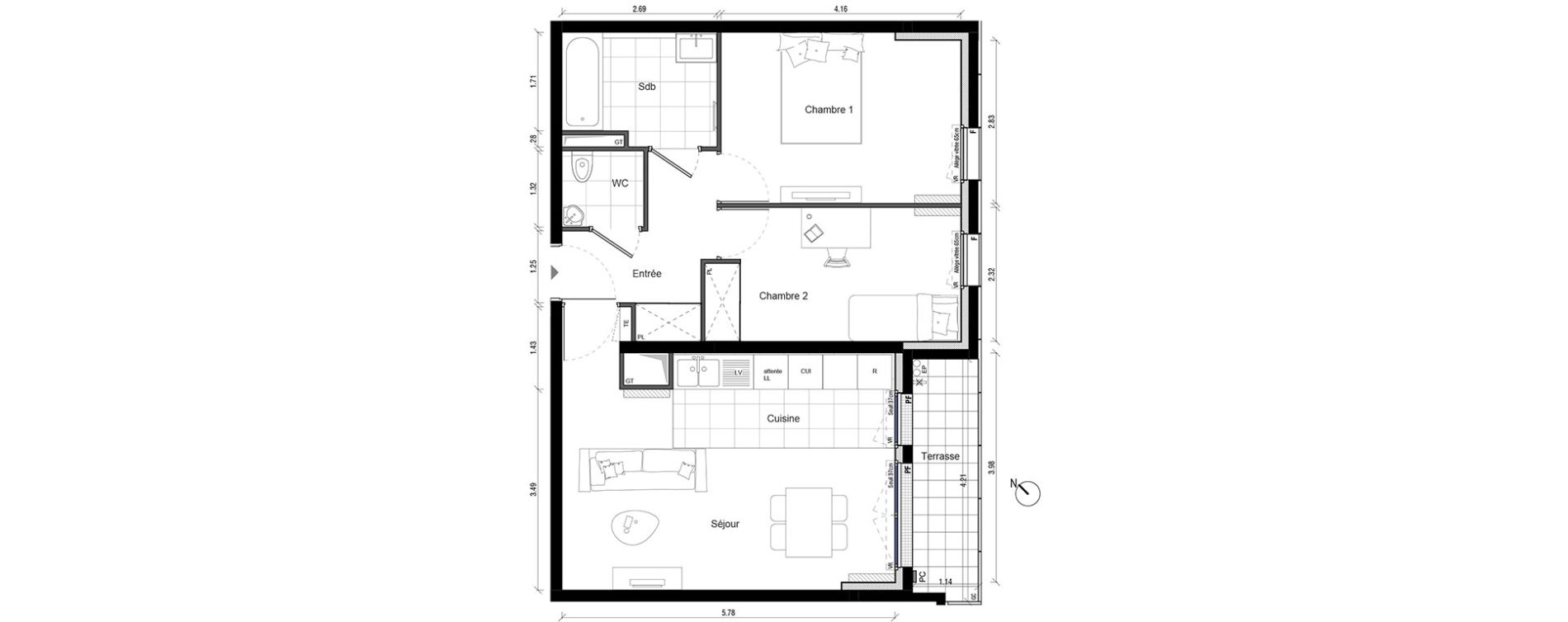 Appartement T3 de 58,74 m2 &agrave; Enghien-Les-Bains Centre
