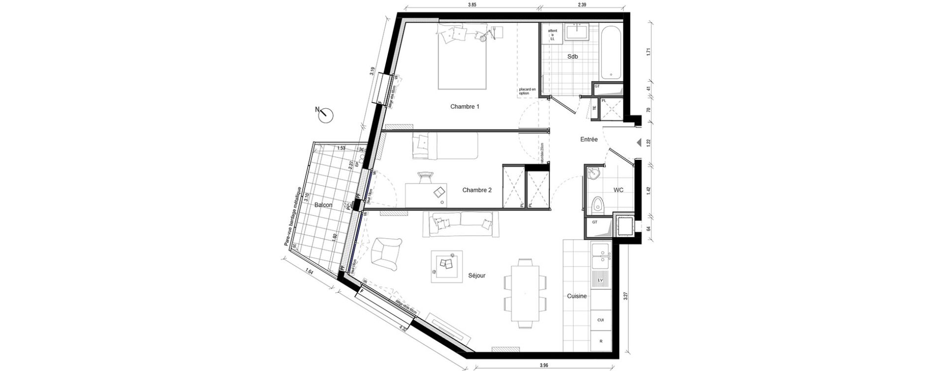 Appartement T3 de 62,98 m2 &agrave; Enghien-Les-Bains Centre