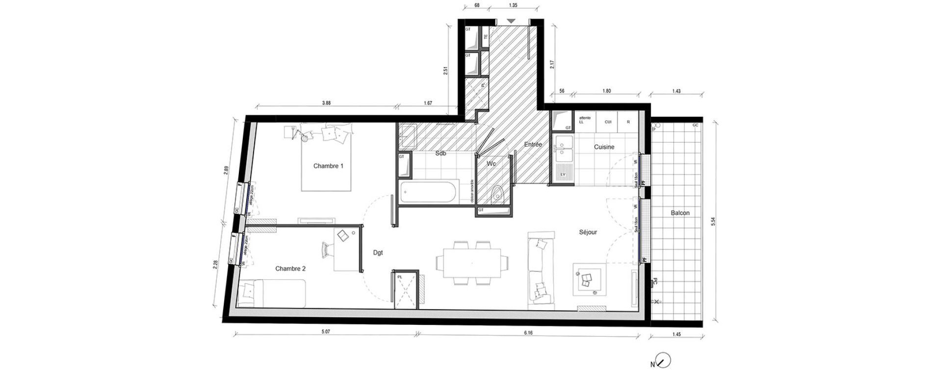 Appartement T3 de 60,72 m2 &agrave; Enghien-Les-Bains Centre