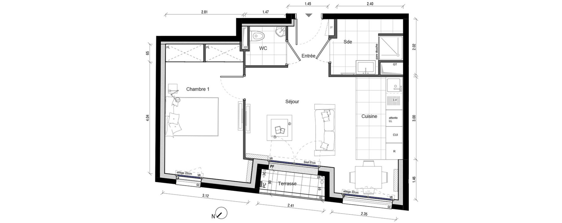 Appartement T2 de 44,73 m2 &agrave; Enghien-Les-Bains Centre