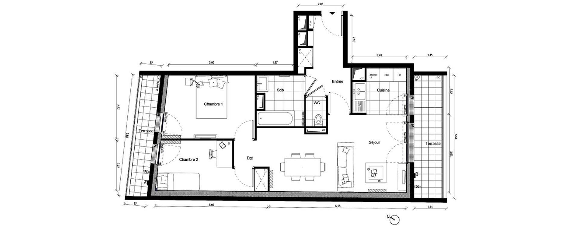 Appartement T3 de 60,70 m2 &agrave; Enghien-Les-Bains Centre