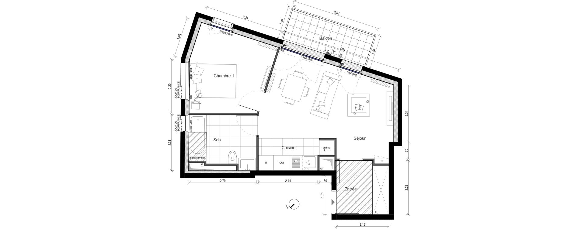 Appartement T2 de 42,45 m2 &agrave; Enghien-Les-Bains Centre