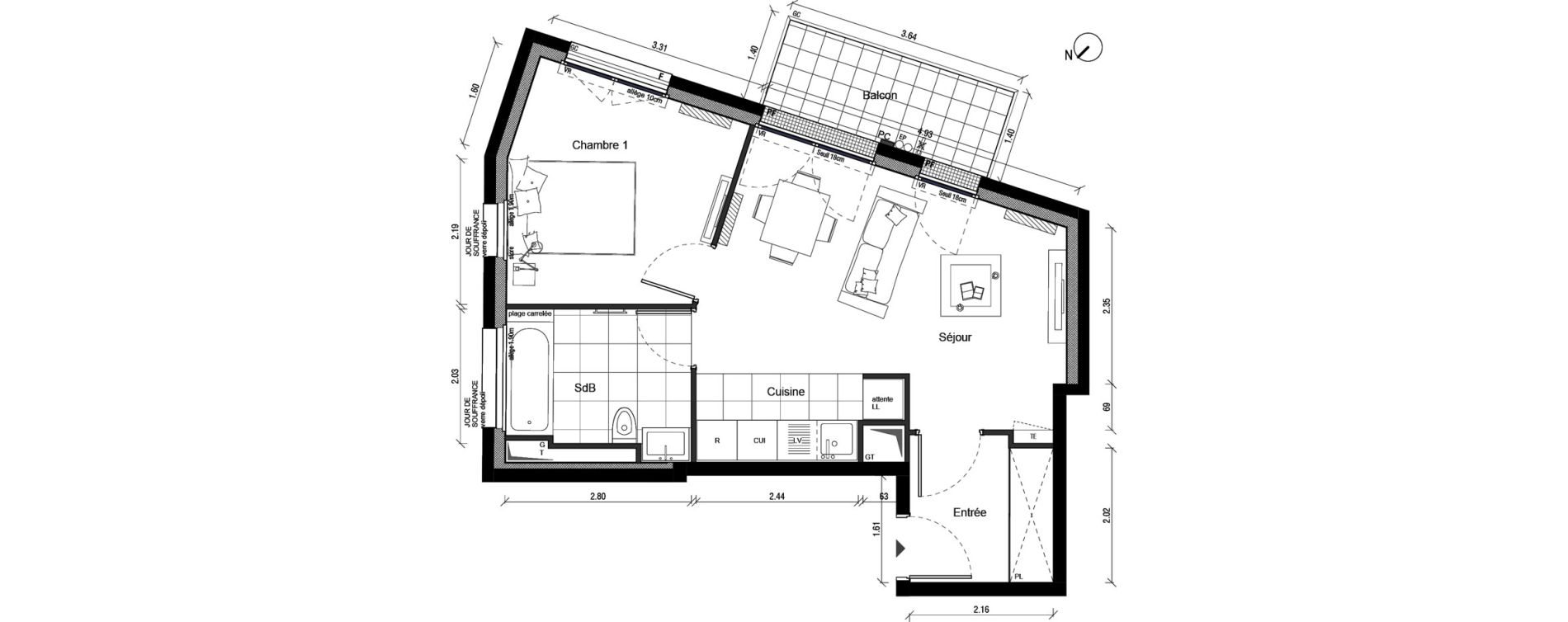 Appartement T2 de 42,45 m2 &agrave; Enghien-Les-Bains Centre