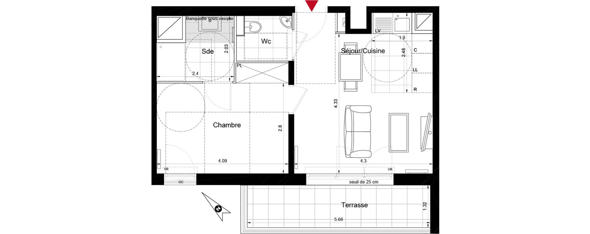 Appartement T2 de 39,12 m2 &agrave; Enghien-Les-Bains Centre