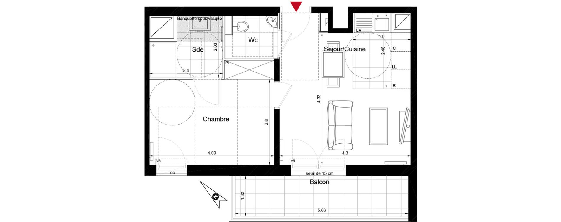 Appartement T2 de 39,12 m2 &agrave; Enghien-Les-Bains Centre