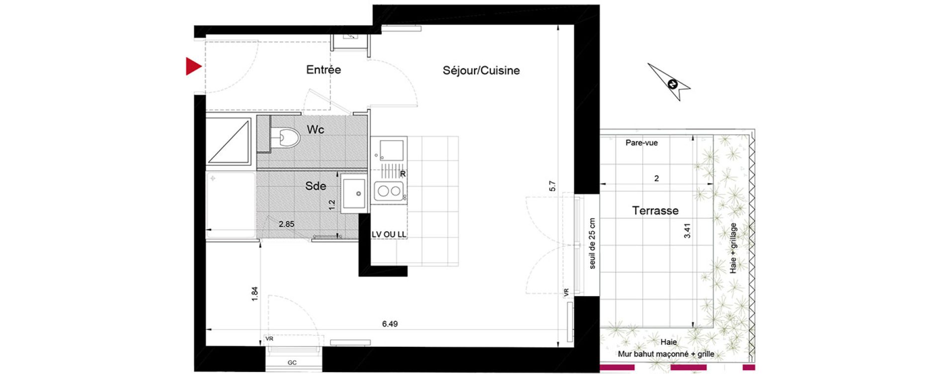 Appartement T1 de 34,29 m2 à Enghien-Les-Bains Centre