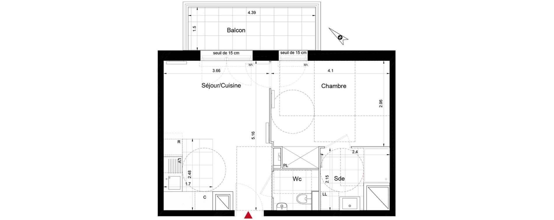 Appartement T2 de 38,04 m2 &agrave; Enghien-Les-Bains Centre