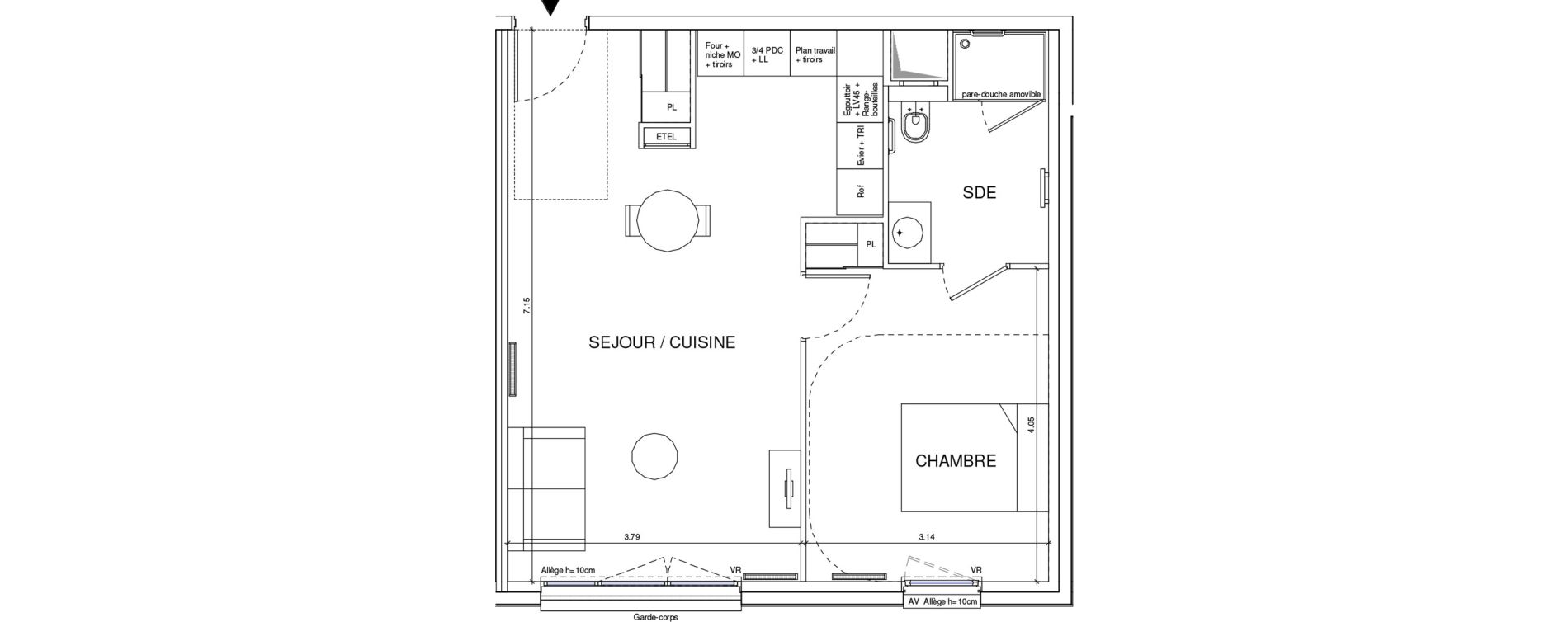 Appartement T2 meubl&eacute; de 48,17 m2 &agrave; &Eacute;ragny Le village - les pr&eacute;s
