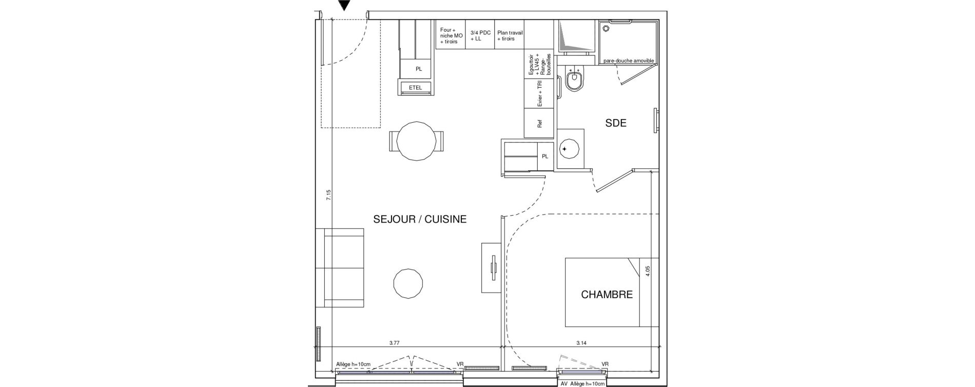 Appartement T2 meubl&eacute; de 48,03 m2 &agrave; &Eacute;ragny Le village - les pr&eacute;s