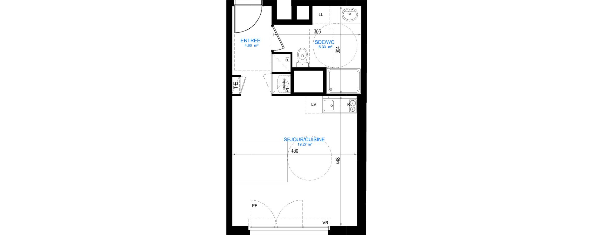 Appartement T1 de 30,46 m2 &agrave; Ermont Centre