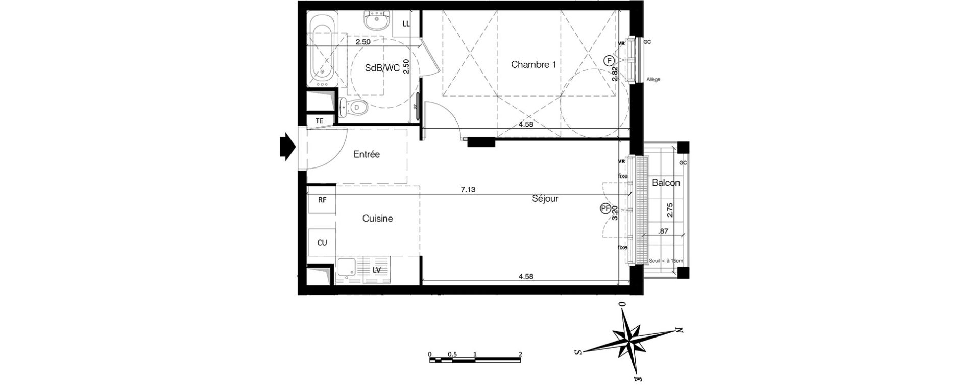Appartement T2 de 41,79 m2 &agrave; Franconville Centre