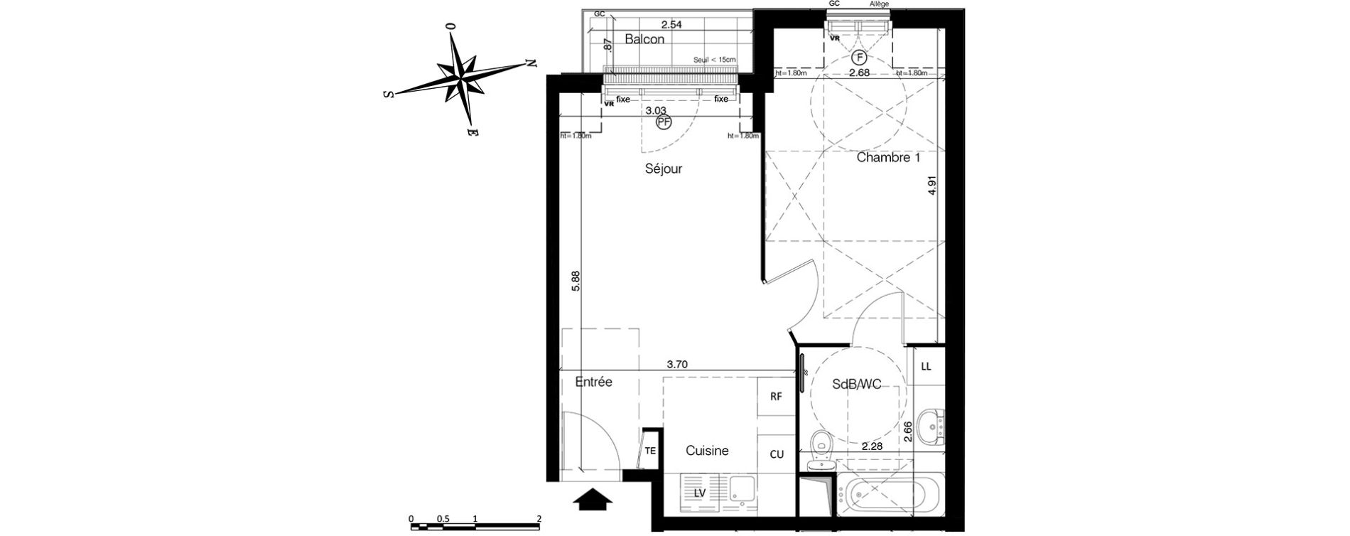 Appartement T2 de 38,70 m2 &agrave; Franconville Centre