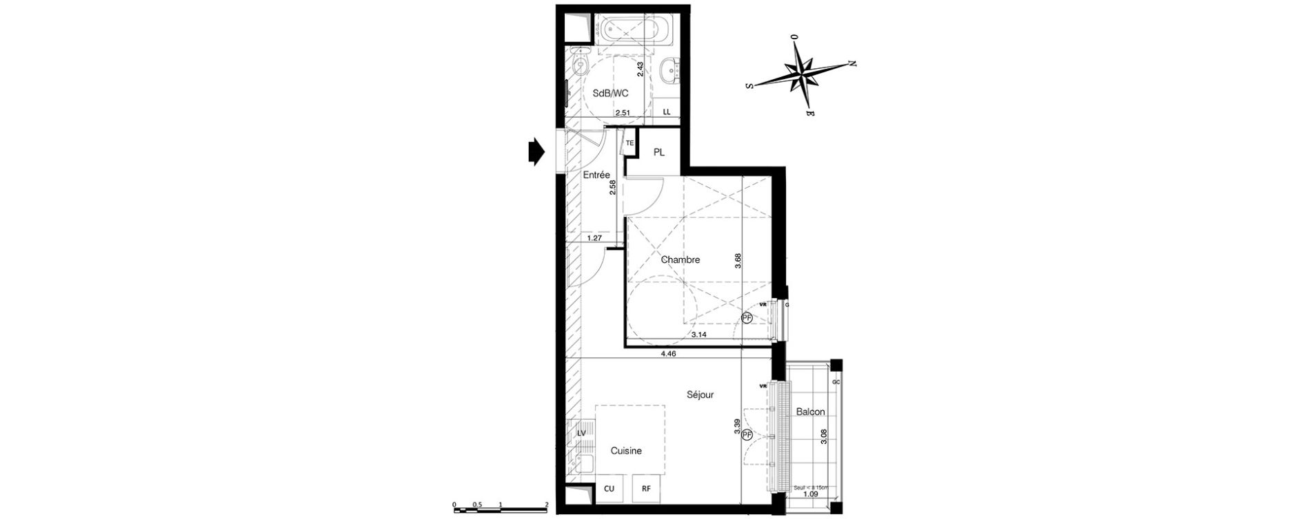 Appartement T2 de 39,09 m2 &agrave; Franconville Centre