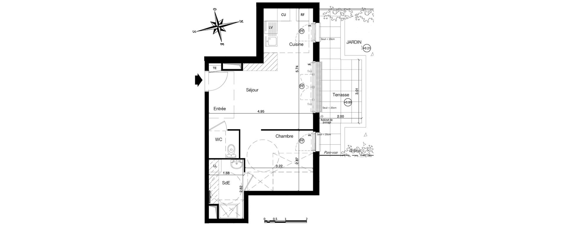 Appartement T1 bis de 36,92 m2 &agrave; Franconville Centre