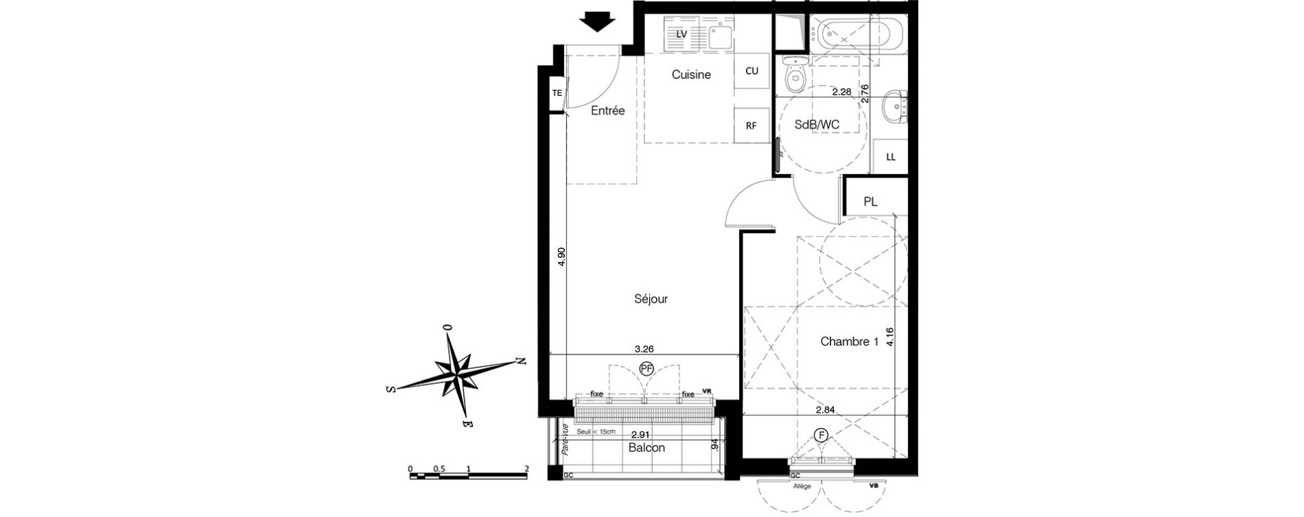 Appartement T2 de 41,21 m2 &agrave; Franconville Centre