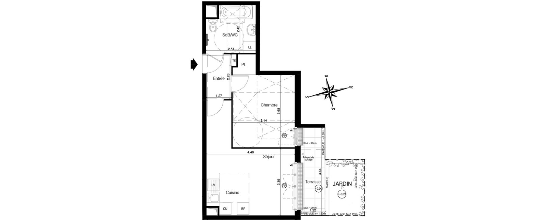 Appartement T2 de 39,03 m2 &agrave; Franconville Centre