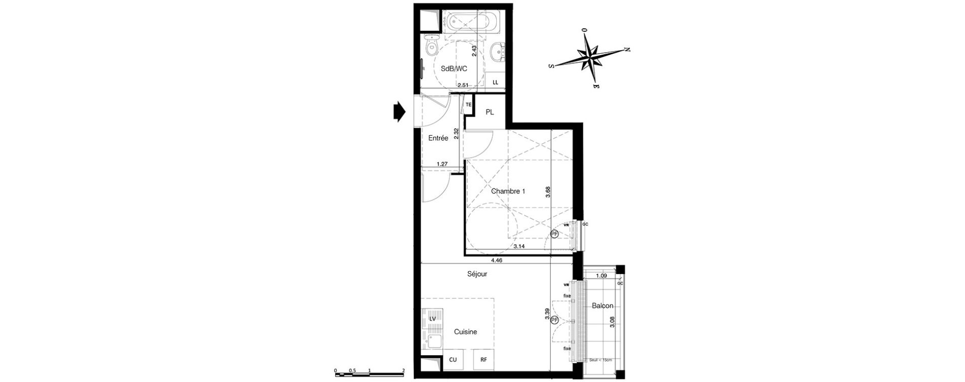 Appartement T2 de 39,03 m2 &agrave; Franconville Centre