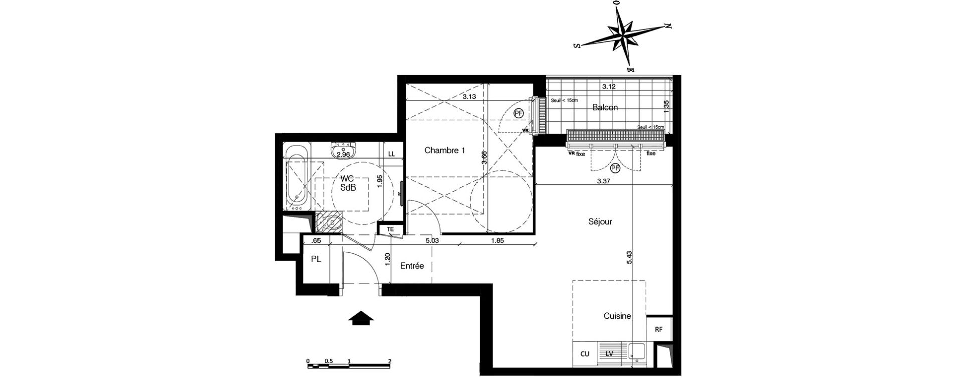 Appartement T2 de 44,41 m2 &agrave; Franconville Centre