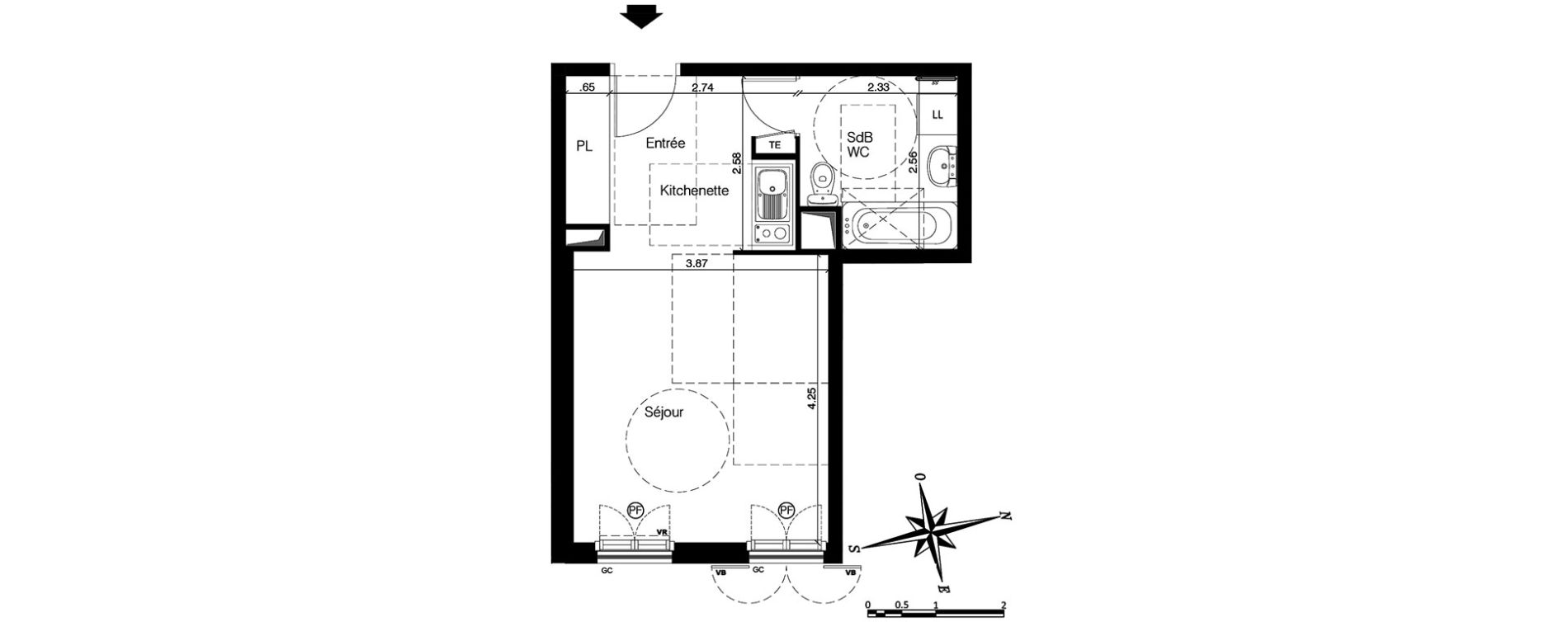Appartement T1 de 29,93 m2 &agrave; Franconville Centre