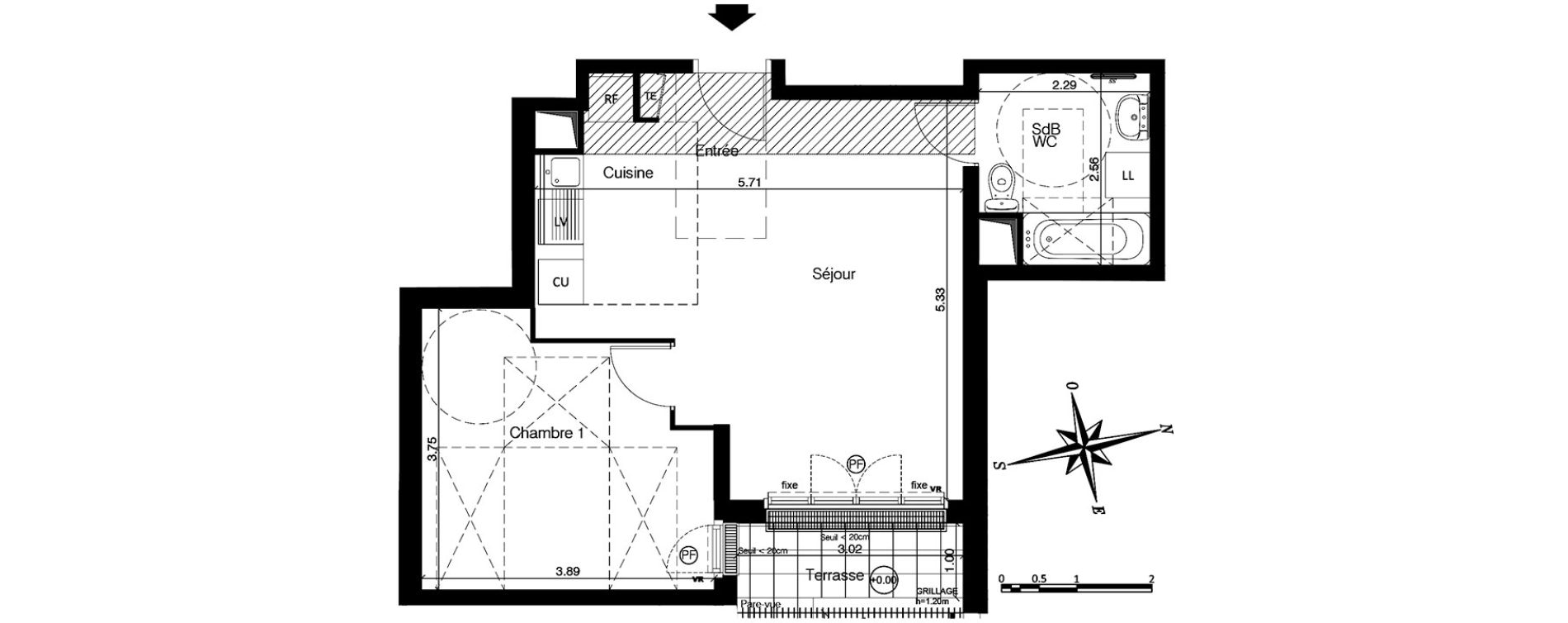 Appartement T2 de 44,14 m2 &agrave; Franconville Centre
