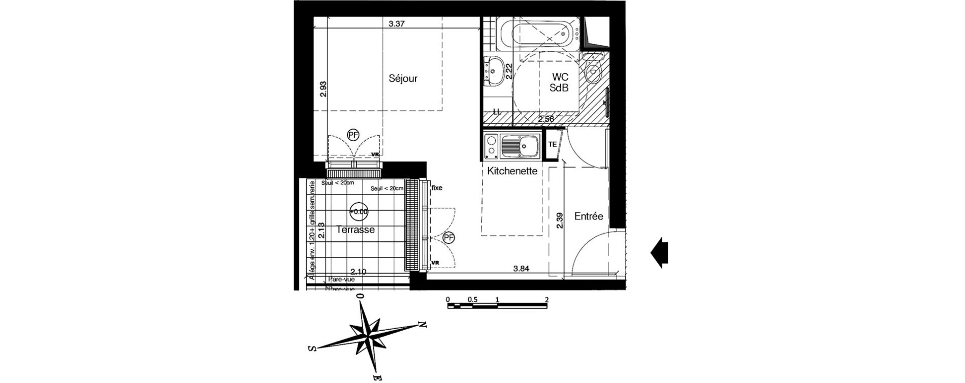 Appartement T1 de 25,57 m2 &agrave; Franconville Centre