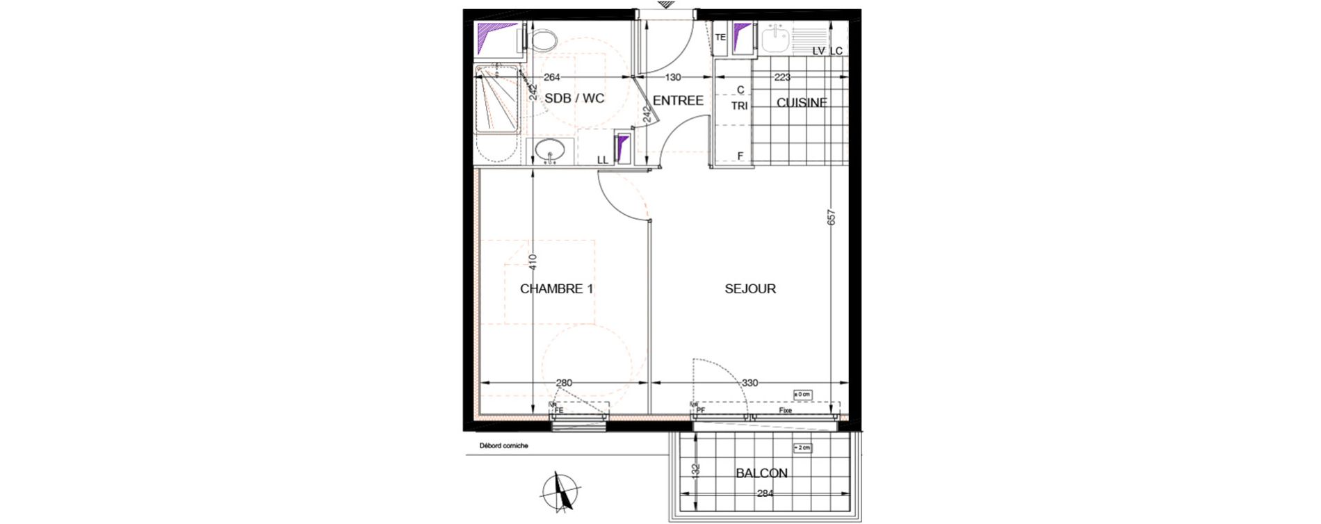 Appartement T2 de 38,76 m2 &agrave; Franconville Centre