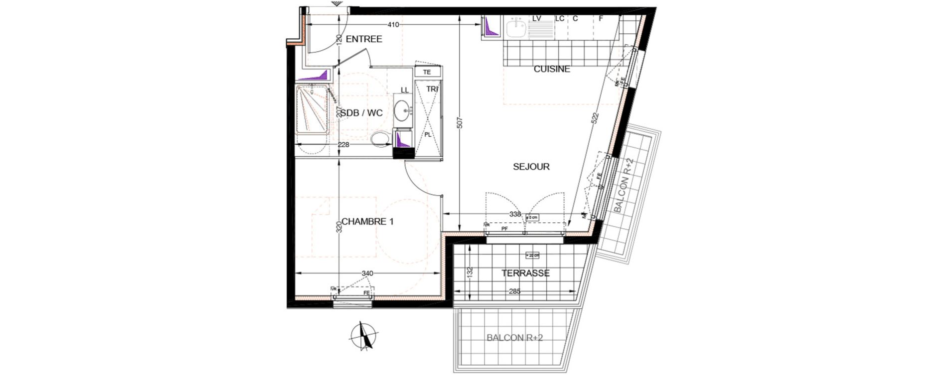 Appartement T2 de 40,95 m2 &agrave; Franconville Centre