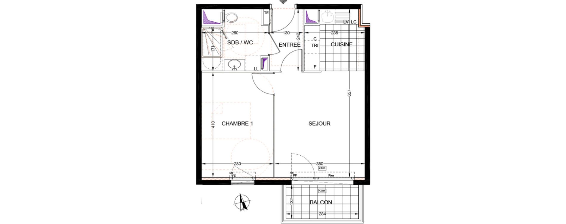 Appartement T2 de 39,48 m2 &agrave; Franconville Centre