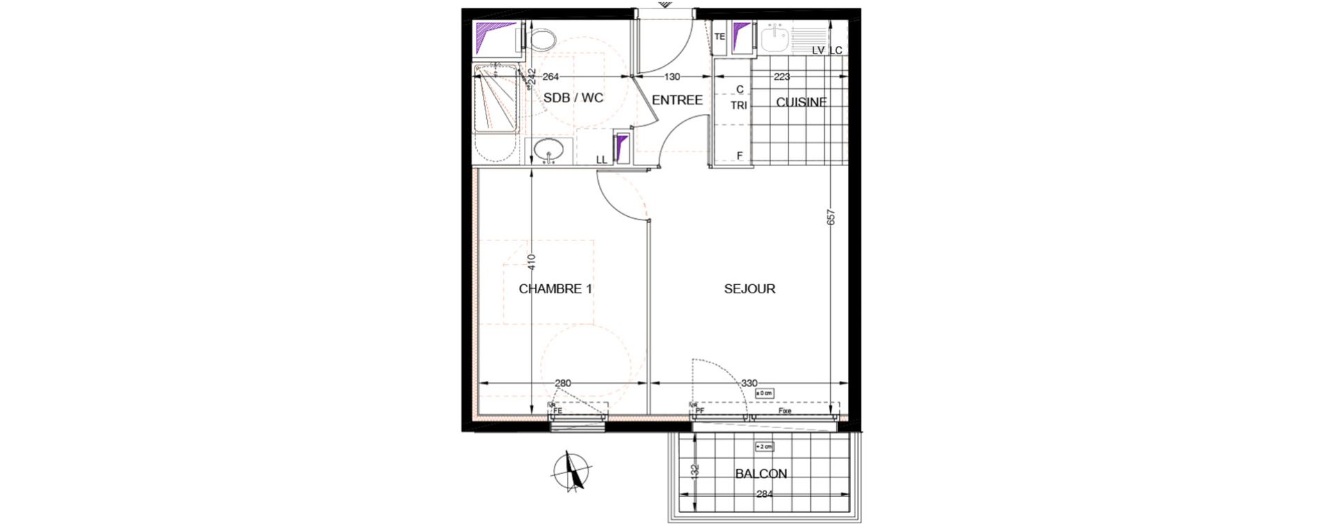 Appartement T2 de 38,76 m2 &agrave; Franconville Centre