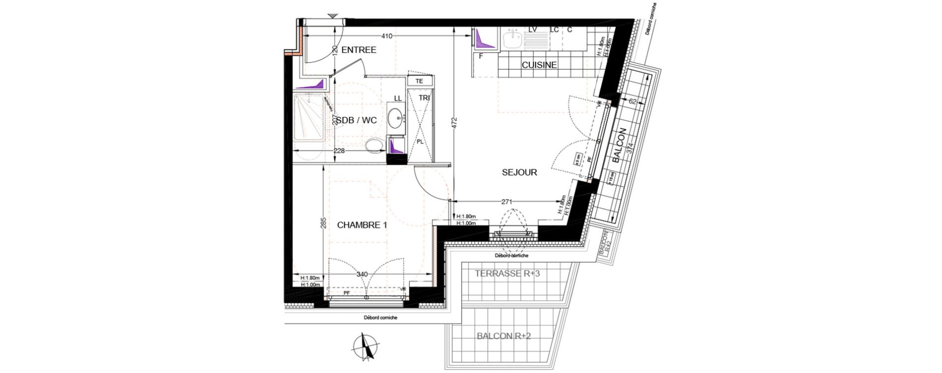 Appartement T2 de 38,30 m2 &agrave; Franconville Centre