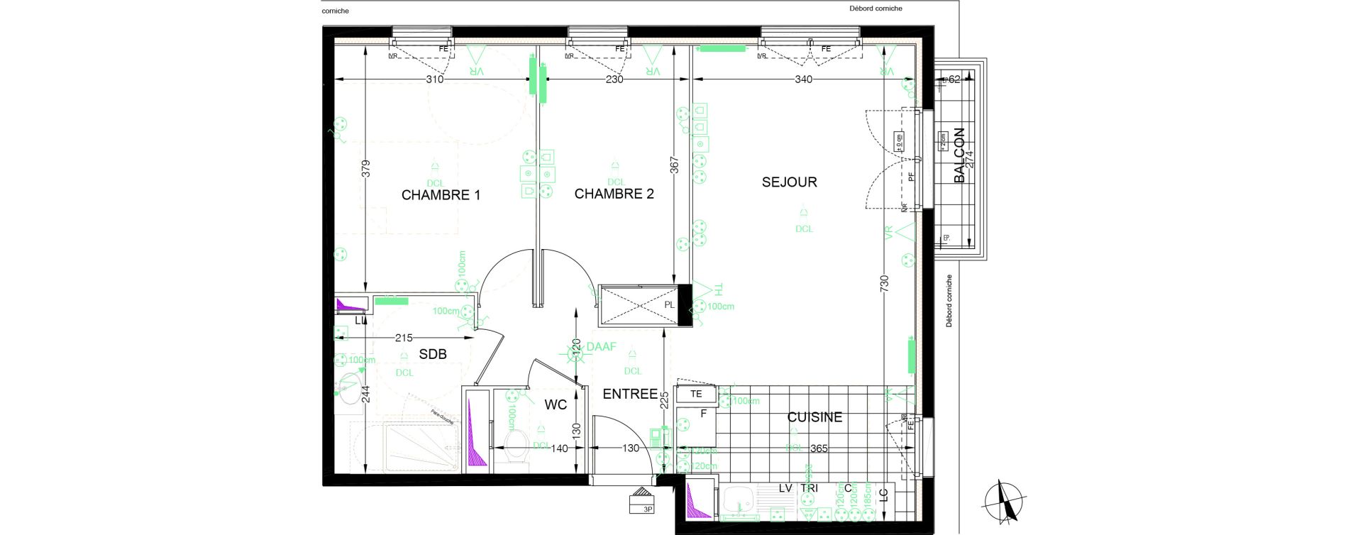 Appartement T3 de 58,42 m2 &agrave; Franconville Centre
