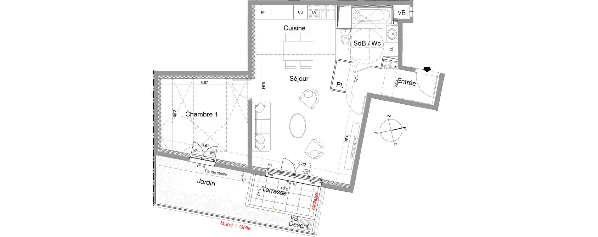 Appartement T2 de 51,94 m2 &agrave; Franconville Montfrais eboulures